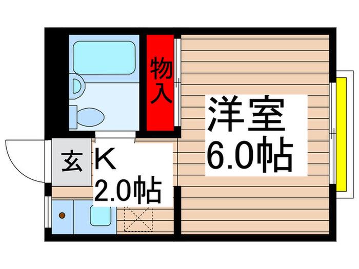 コーポ金子2(1K/1階)の間取り写真