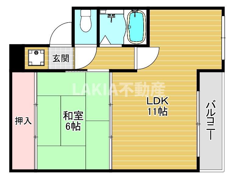 カーサ中田(1DK/2階)の間取り写真