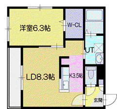 BILLS 棗(1LDK/1階)の間取り写真