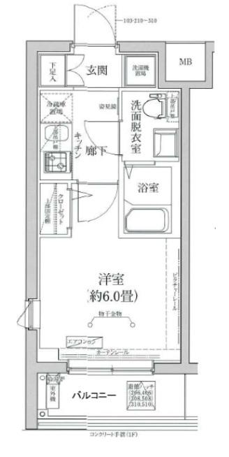 ルフレ グランデ川口(1K/5階)の間取り写真