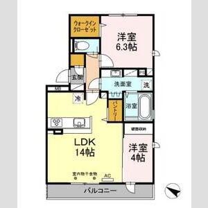 アコールヒルズ(2LDK/3階)の間取り写真