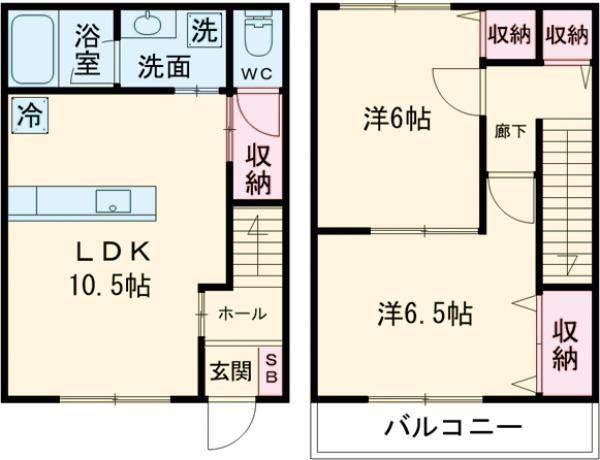 マーベラス西岡本II(2LDK/1階)の間取り写真