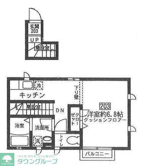 シャルマン吉祥寺(1K/2階)の間取り写真
