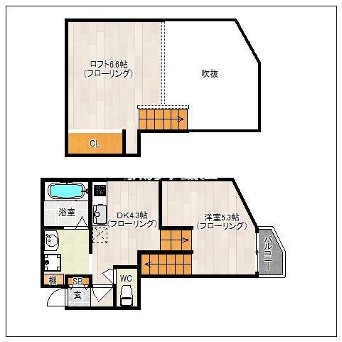 DREAM STAGE香椎II(1DK/2階)の間取り写真