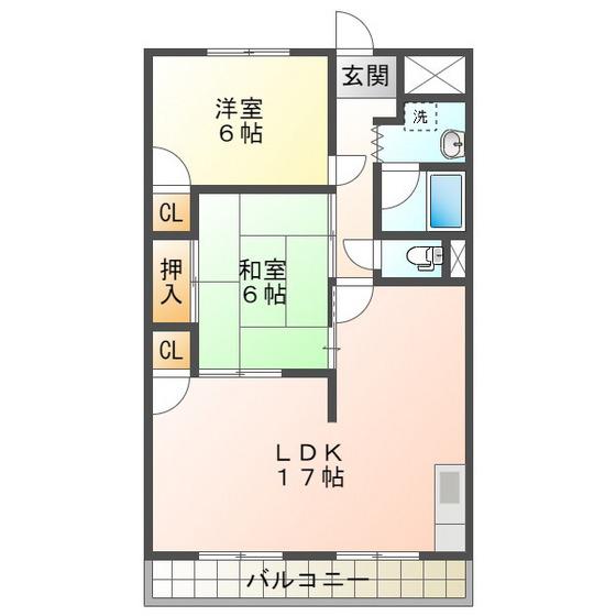 町屋ライフA(2LDK/6階)の間取り写真
