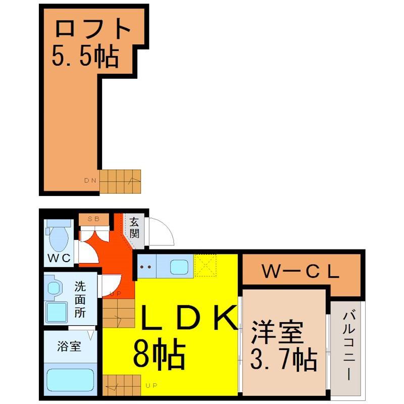 ハーモニーテラス鳴海IV(1LDK/2階)の間取り写真