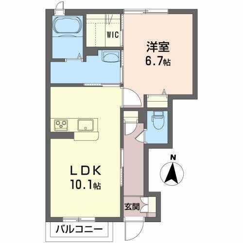 シャーメゾン広面(1LDK/1階)の間取り写真