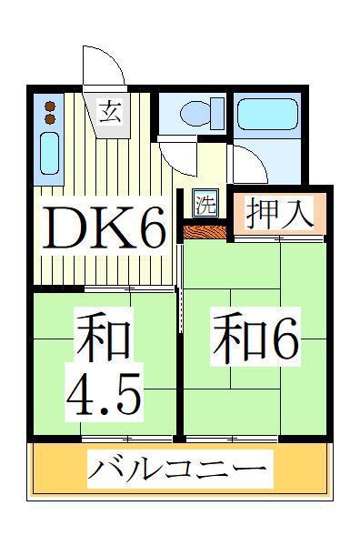 オネスティ柏12番館(2DK/3階)の間取り写真