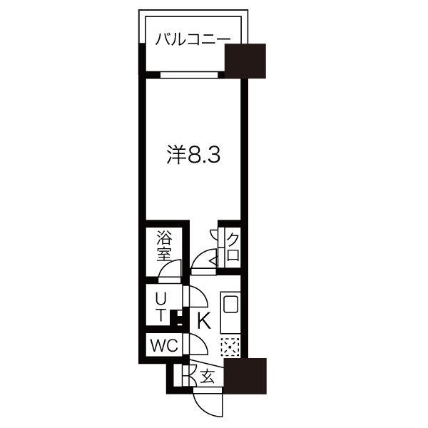 フローラル東別院(1K/5階)の間取り写真