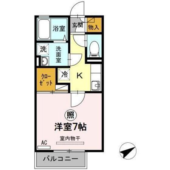 コンフォール玖波(1K/2階)の間取り写真