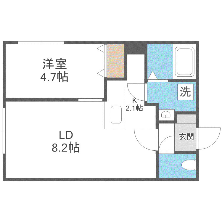 ブリス北円山(1LDK/2階)の間取り写真