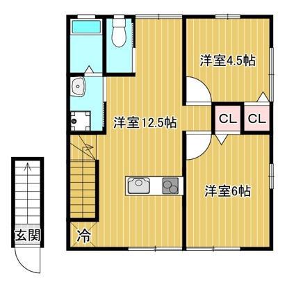 ブルーハイツ(2LDK/2階)の間取り写真