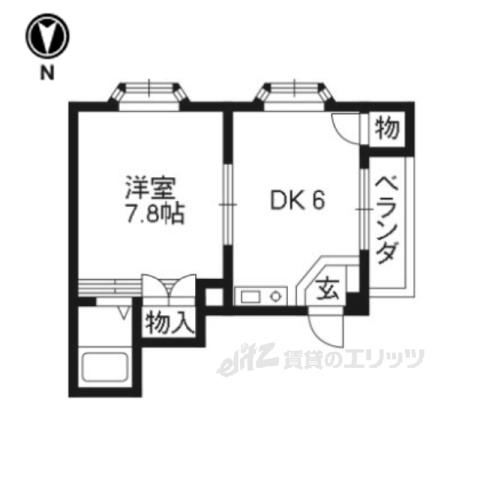 シャトレ西京極(1DK/3階)の間取り写真