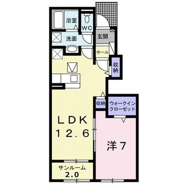 ニューサニーB(1LDK/1階)の間取り写真