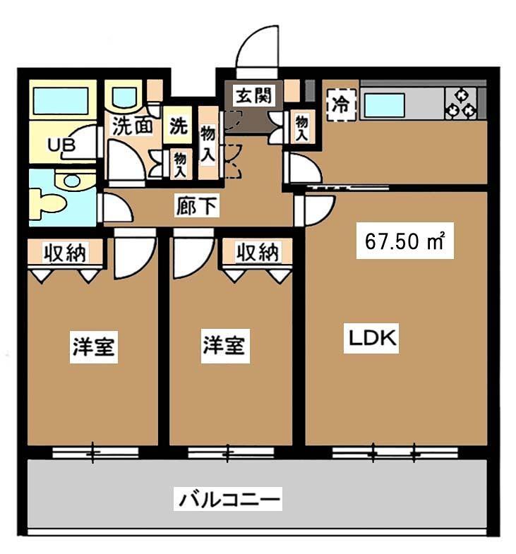 瀬田フラット(2LDK/1階)の間取り写真