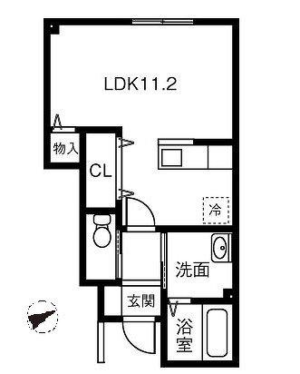 LA TERRE(1K/1階)の間取り写真