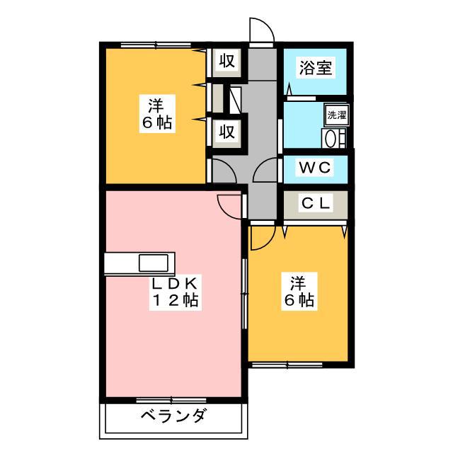 サン・ガーデンB(2LDK/1階)の間取り写真