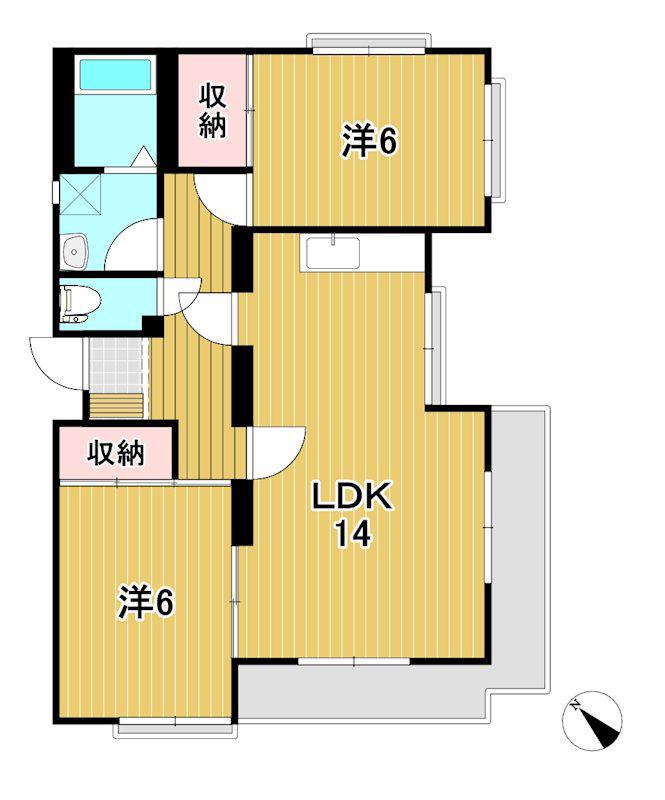 ラ・プリマヴェーラ E(2LDK/3階)の間取り写真