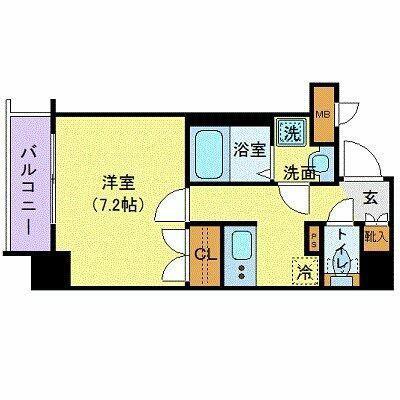 ロメック芝浦(1K/4階)の間取り写真