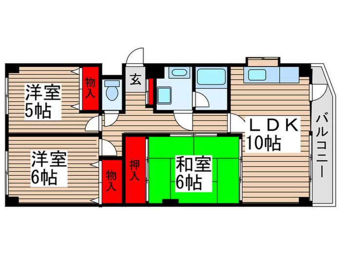 メゾングランディール(3LDK/1階)の間取り写真