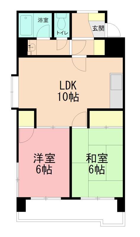 日宝コート金沢文庫(2DK/2階)の間取り写真