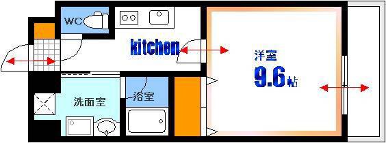 アンフィニ河原町(1K/3階)の間取り写真