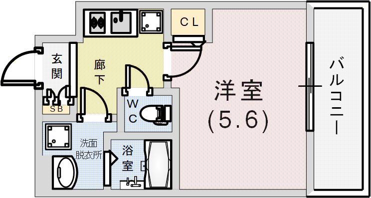 クオーレ神戸山手(1K/9階)の間取り写真
