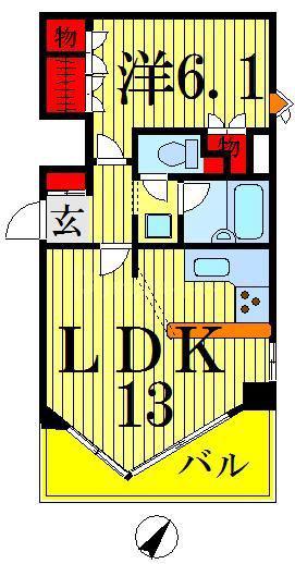 パークノヴァ向島(1LDK/6階)の間取り写真