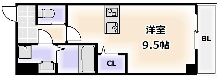 サンライフ北田辺(ワンルーム/3階)の間取り写真