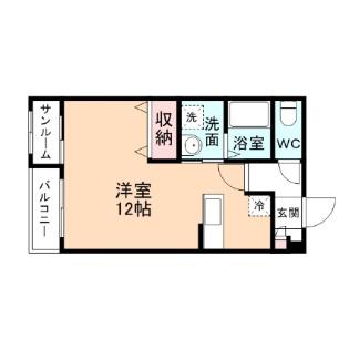 ラピスラズリII(ワンルーム/1階)の間取り写真