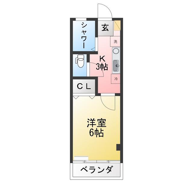 共栄ハイツ(1K/3階)の間取り写真