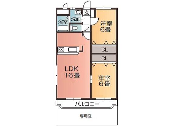 プチシャンスII(2LDK/1階)の間取り写真