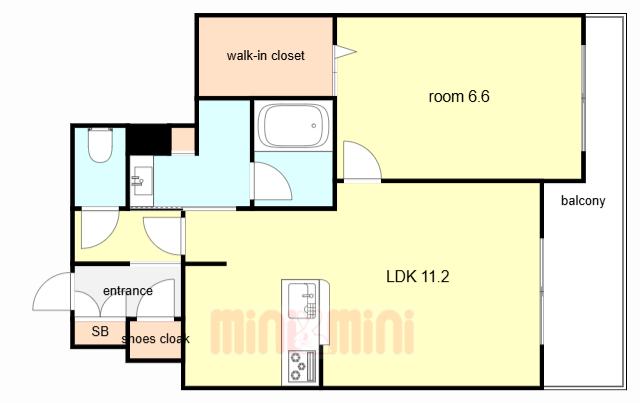 グレイス神戸住吉(1LDK/1階)の間取り写真