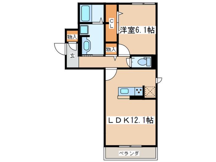 ノーブル向ヶ丘(1LDK/3階)の間取り写真