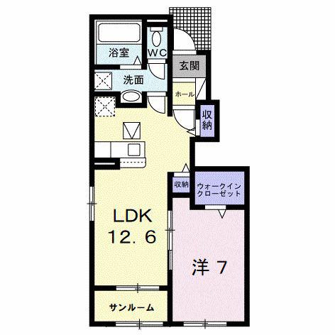 ベル フォンテーヌ B(1LDK/1階)の間取り写真
