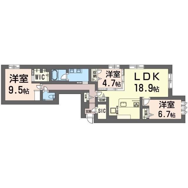 アルサンテ あざみ野(3LDK/1階)の間取り写真