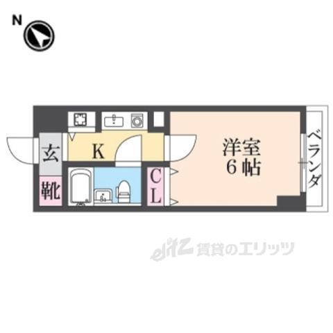 ライオンズマンション京都河原町(1K/4階)の間取り写真