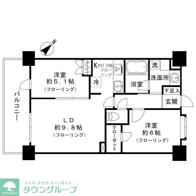 オーチャード(2LDK/11階)の間取り写真