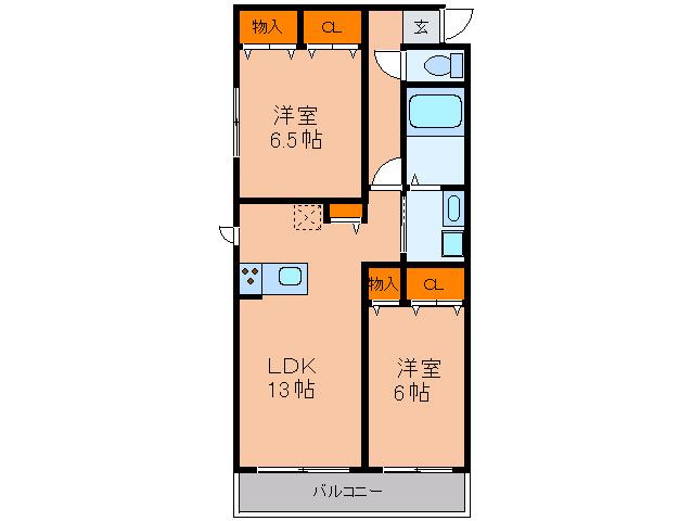 モンテヴィラ芦屋東(2LDK/1階)の間取り写真