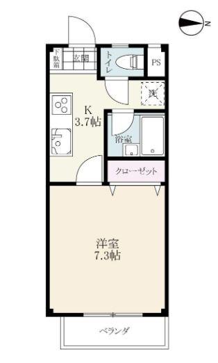 ミレニアムハウス(1K/1階)の間取り写真