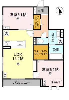 パサログランデ浜寺諏訪森III(2LDK/3階)の間取り写真