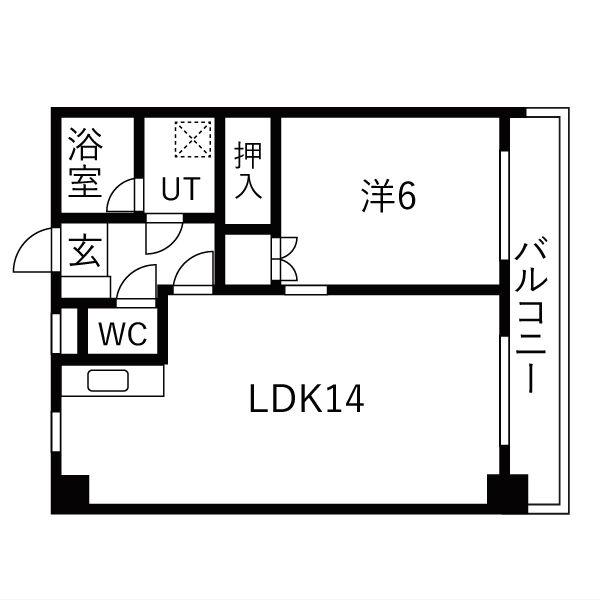 ダブルーンVII白金(1LDK/4階)の間取り写真