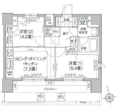 ティモーネ日暮里イースト(2LDK/6階)の間取り写真