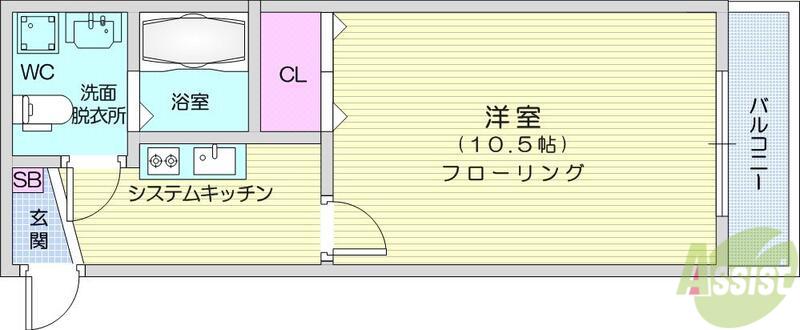 VILLA BALENA(1K/3階)の間取り写真