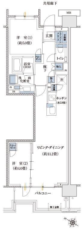 プラウド高田馬場(2LDK/1階)の間取り写真