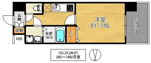 フォレストガーデン今福鶴見IV(1K/13階)の間取り写真