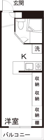 コートエレガンス-E(ワンルーム/1階)の間取り写真
