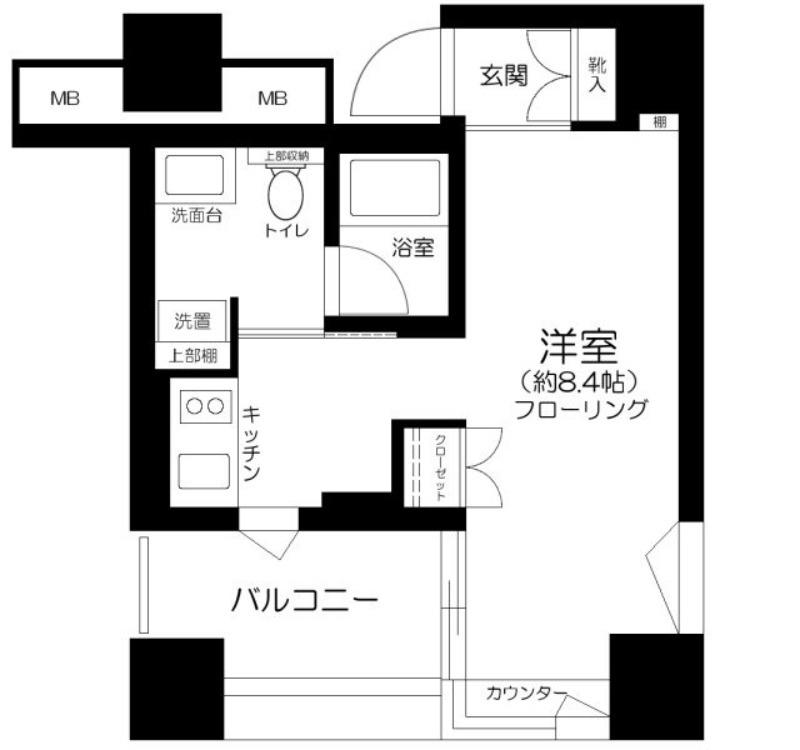 ザ・タワー芝浦(ワンルーム/9階)の間取り写真