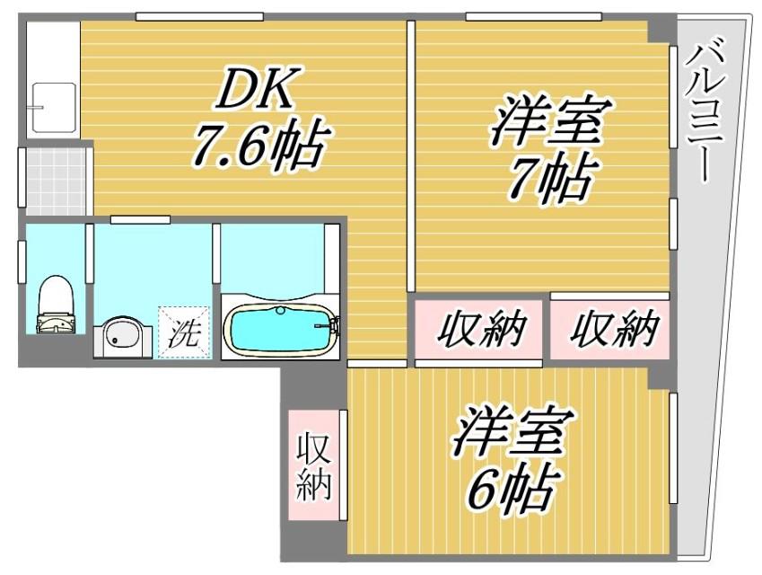東栄コーポ(2DK/3階)の間取り写真