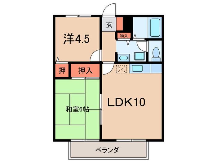 プラムハイツ(2LDK/1階)の間取り写真